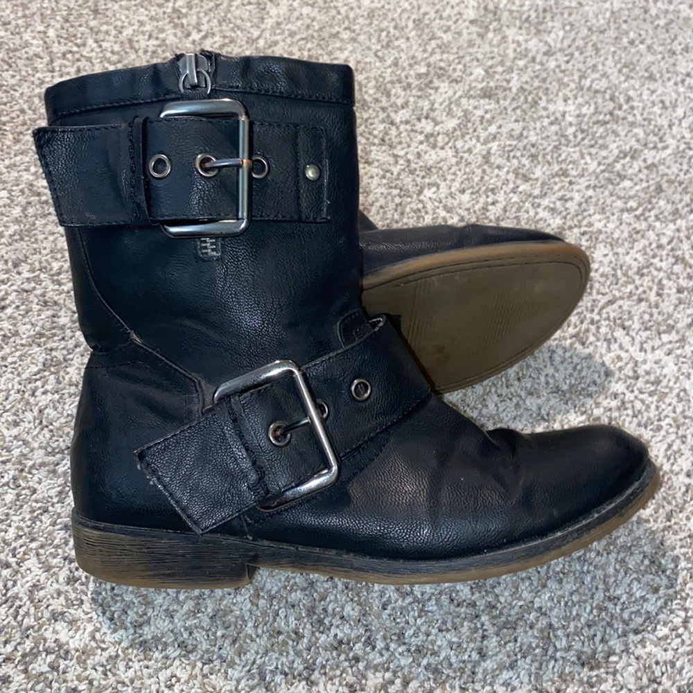 Aldo Women’s Black Double Buckle Boots Size 7.5